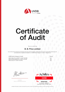 Achilles - Audited UVDB - Certificate of Audit