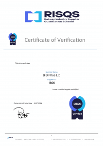RISQS - Certificate of Verification