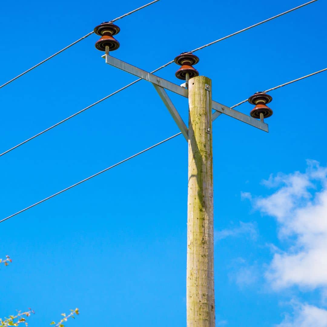 BB Price Crossarms An overhead power line with crossarms manufactured and supplied by B.B. Price