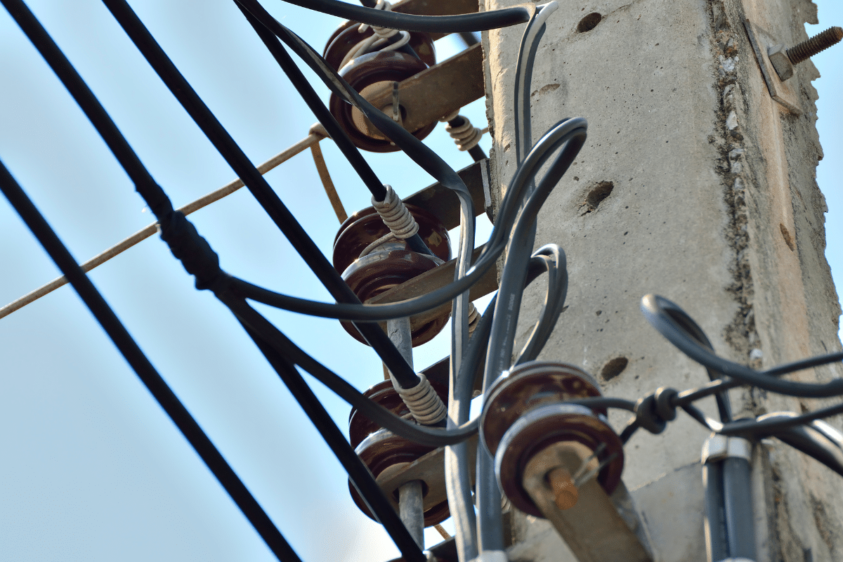 Insulator pins manufactured by B.B. Price in use on an overhead power line