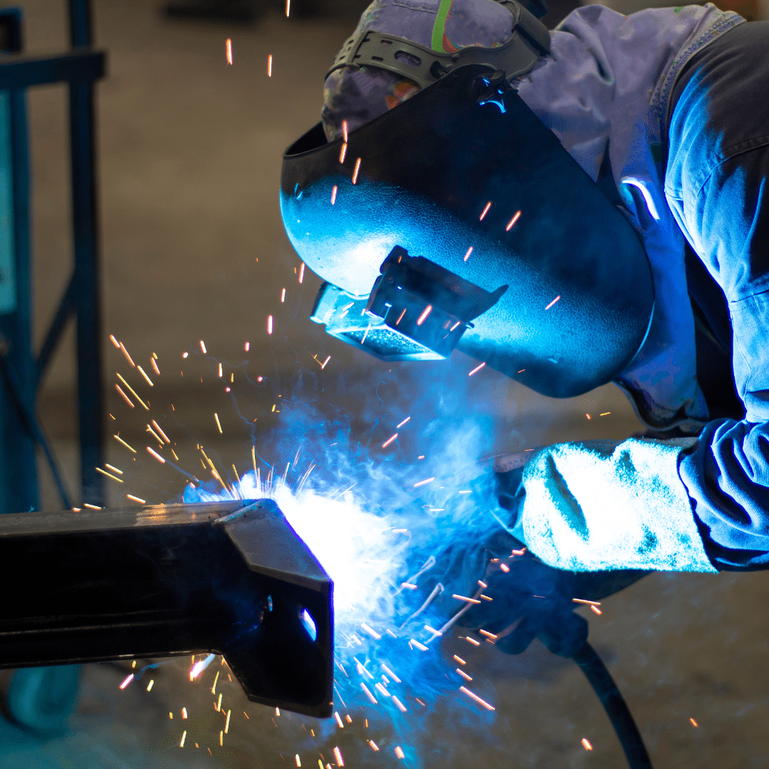 A steel fabricator welding metal: steel fabrication at B.B. Price