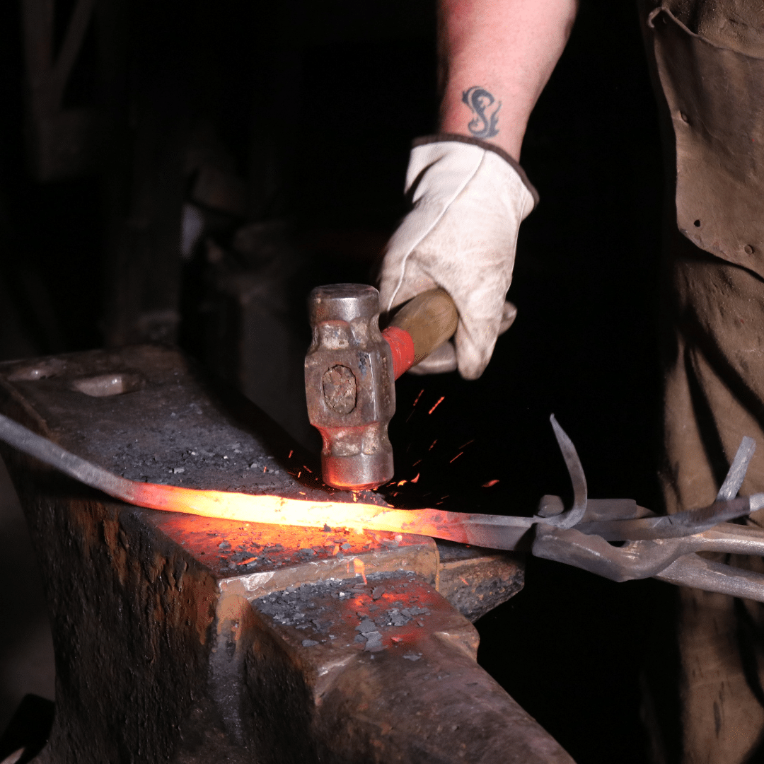 Forging vs casting: a metal component being hand forged at B.B. Price